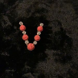 Vintage  faux Coral V Shape Pin.